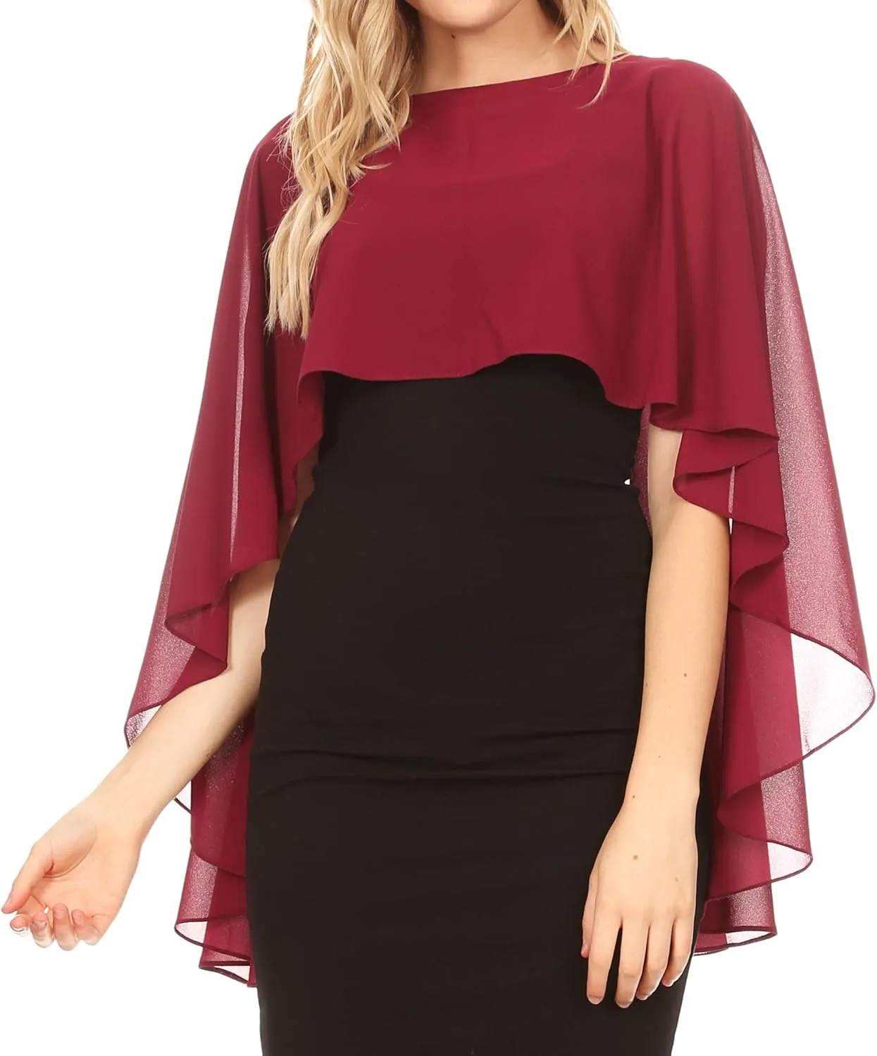 Sakkas Anya Women's Soft Chiffon Wedding Bridesmaid Bridal Cape Wrap Bolero Shrug