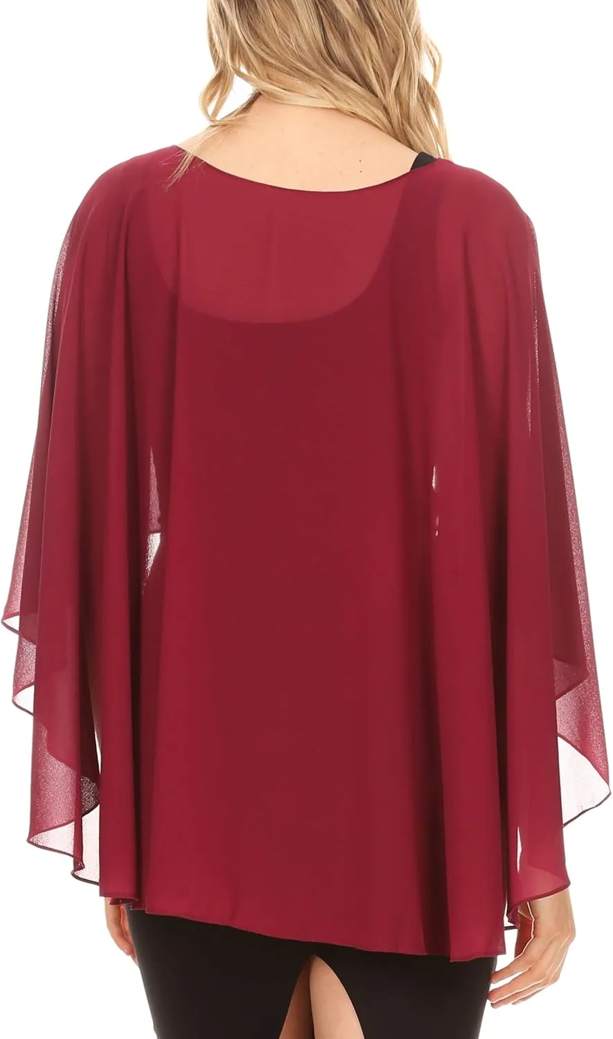 Sakkas Anya Women's Soft Chiffon Wedding Bridesmaid Bridal Cape Wrap Bolero Shrug