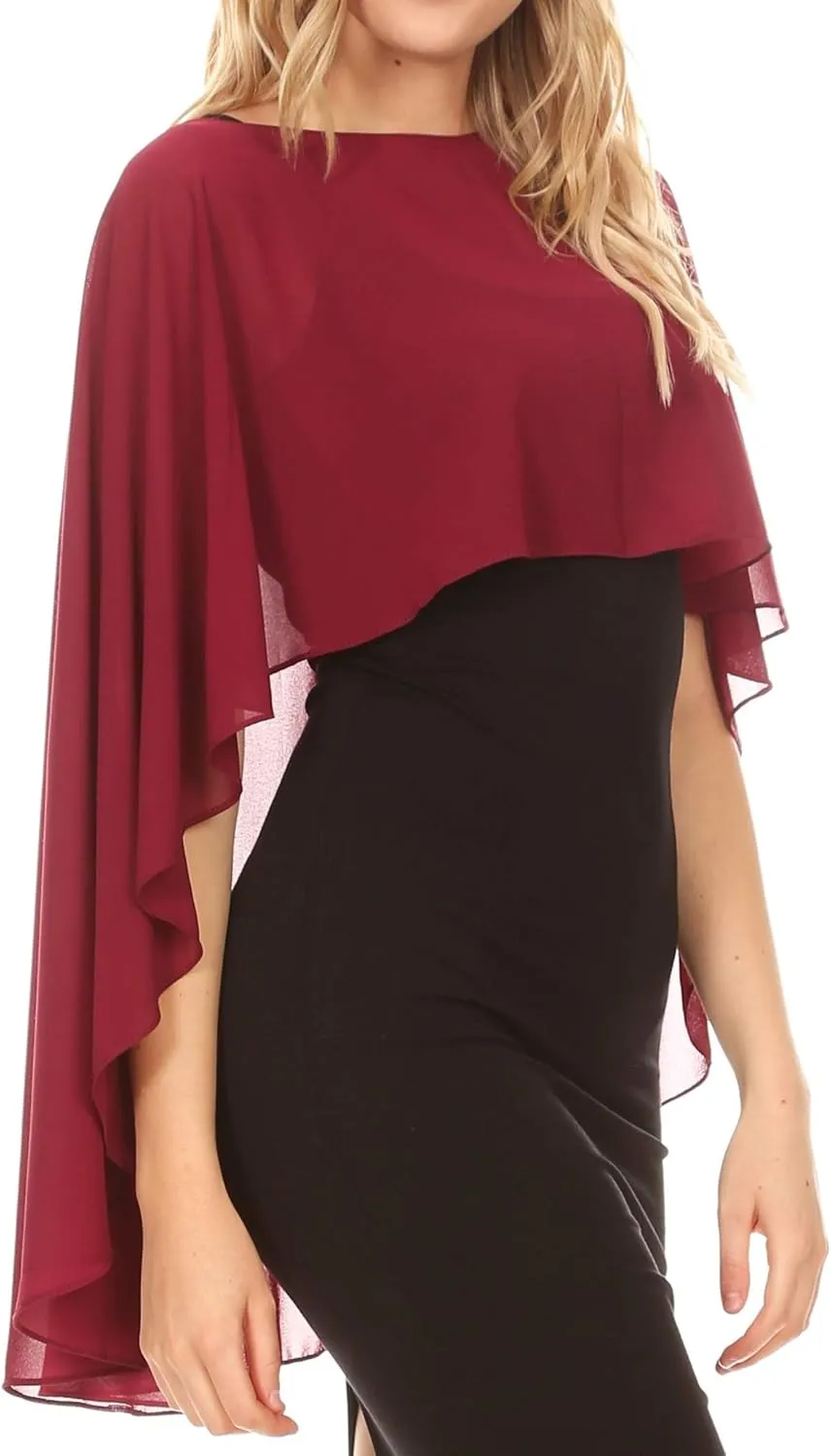 Sakkas Anya Women's Soft Chiffon Wedding Bridesmaid Bridal Cape Wrap Bolero Shrug