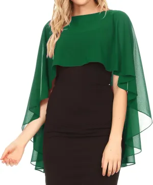 Sakkas Anya Women's Soft Chiffon Wedding Bridesmaid Bridal Cape Wrap Bolero Shrug