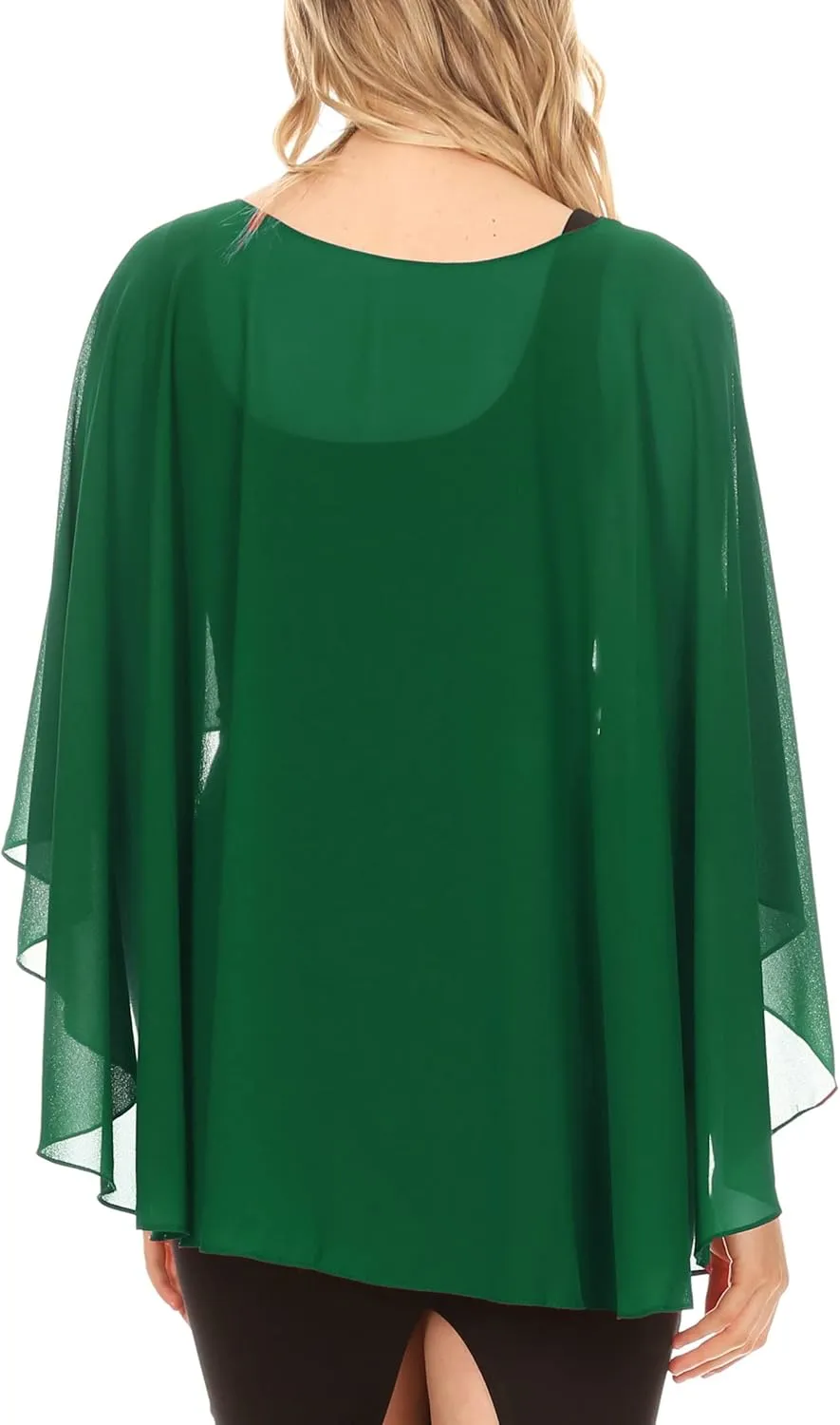 Sakkas Anya Women's Soft Chiffon Wedding Bridesmaid Bridal Cape Wrap Bolero Shrug