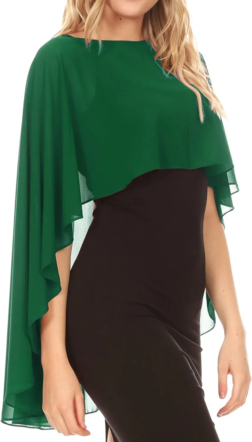Sakkas Anya Women's Soft Chiffon Wedding Bridesmaid Bridal Cape Wrap Bolero Shrug