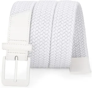 SANSTHS Elastic Braided Golf Belt for Men Women, Stretch Webbing Belt with Metal Buckle for Golf Travel Casual Wear