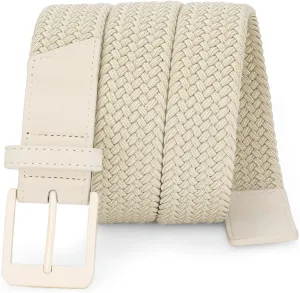 SANSTHS Elastic Braided Golf Belt for Men Women, Stretch Webbing Belt with Metal Buckle for Golf Travel Casual Wear