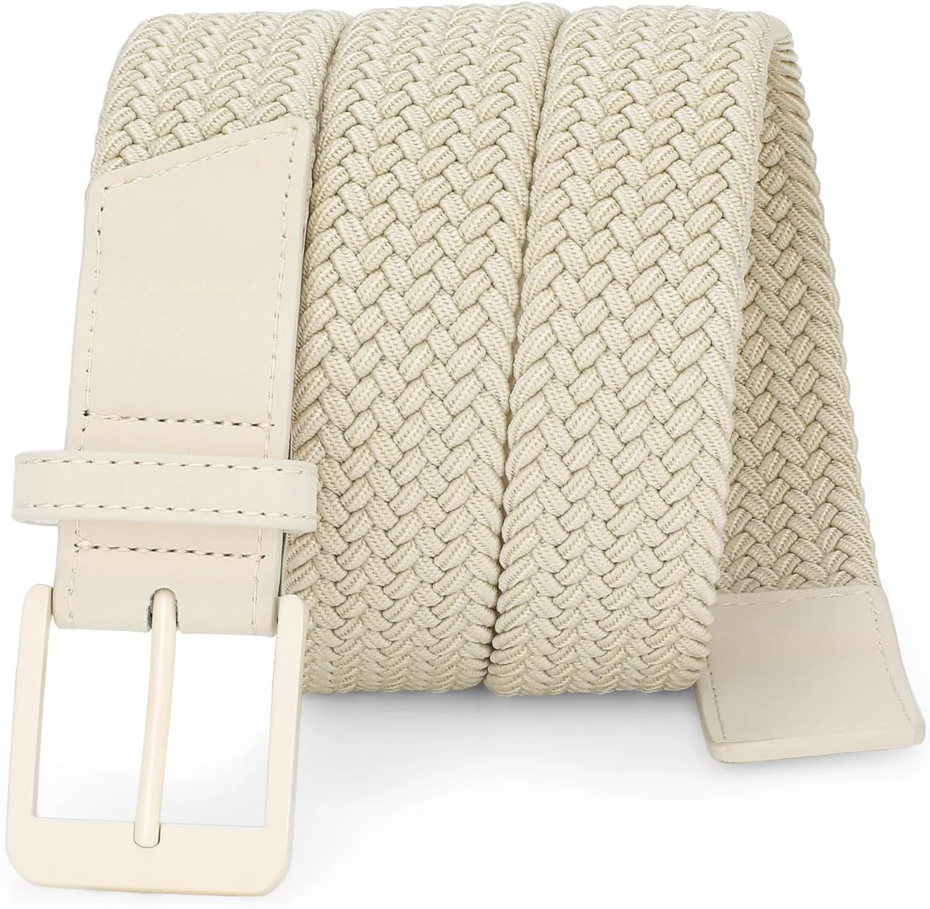SANSTHS Elastic Braided Golf Belt for Men Women, Stretch Webbing Belt with Metal Buckle for Golf Travel Casual Wear