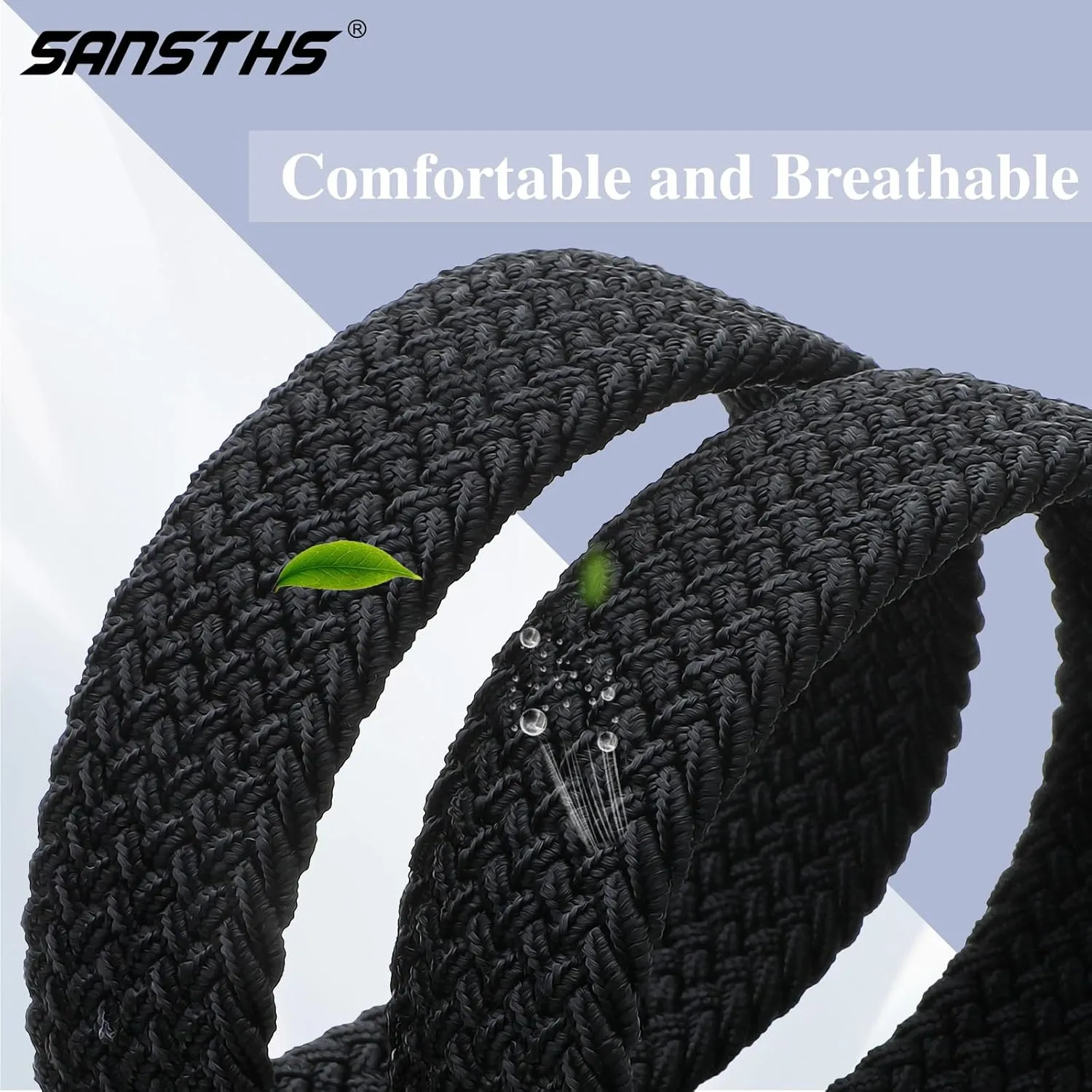 SANSTHS Elastic Braided Golf Belt for Men Women, Stretch Webbing Belt with Metal Buckle for Golf Travel Casual Wear
