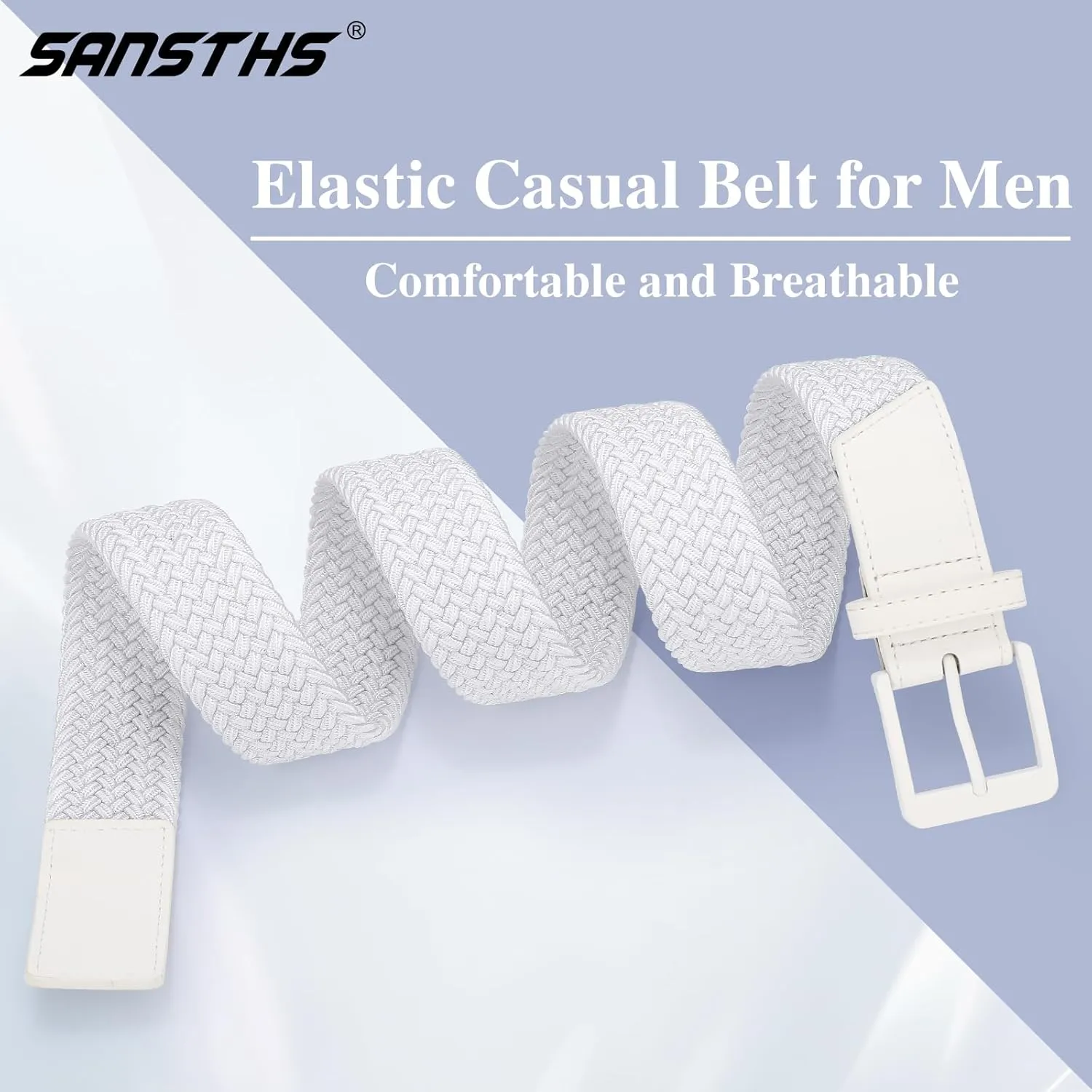 SANSTHS Elastic Braided Golf Belt for Men Women, Stretch Webbing Belt with Metal Buckle for Golf Travel Casual Wear