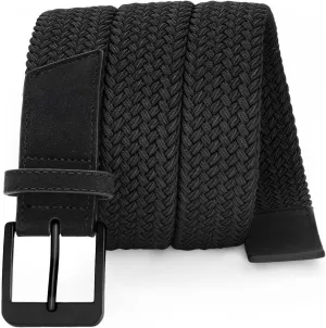 SANSTHS Elastic Braided Golf Belt for Men Women, Stretch Webbing Belt with Metal Buckle for Golf Travel Casual Wear