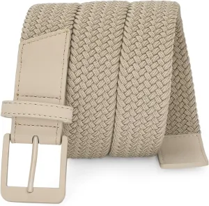 SANSTHS Elastic Braided Golf Belt for Men Women, Stretch Webbing Belt with Metal Buckle for Golf Travel Casual Wear