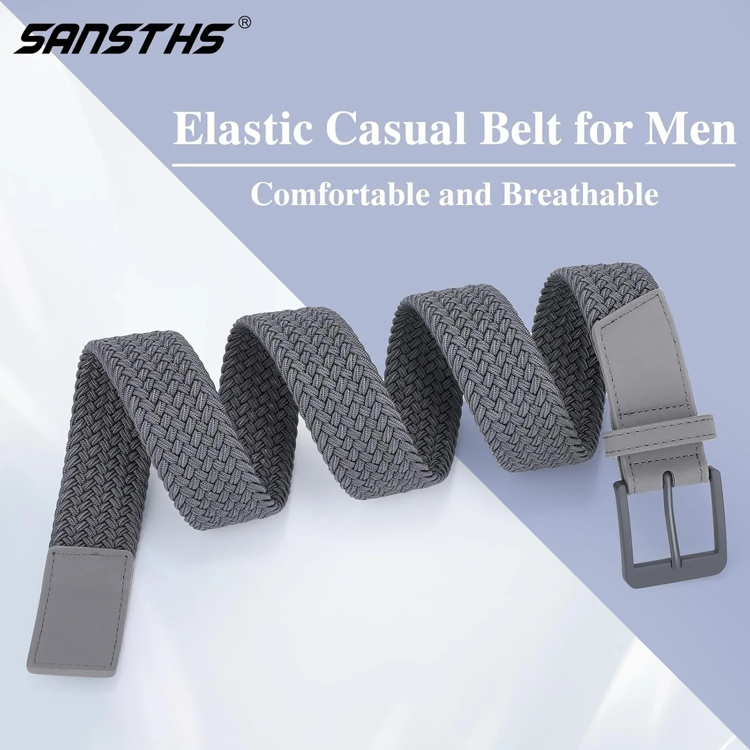 SANSTHS Elastic Braided Golf Belt for Men Women, Stretch Webbing Belt with Metal Buckle for Golf Travel Casual Wear