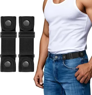 SANSTHS No Buckle Belts for Men Women, Stretch Elastic No Buckle Belt Invisible Buckleless Belt for Jeans