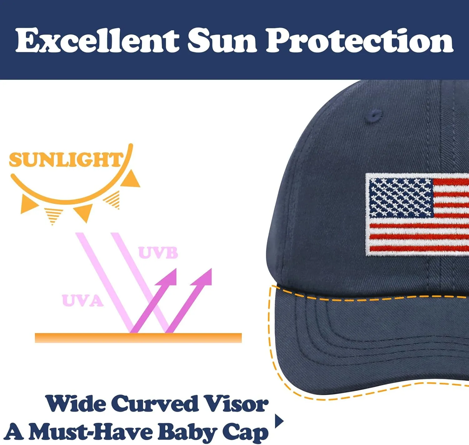 Sarfel Toddler Baseball Cap - USA Flag Design, American Style, Infant & Kids Sizes