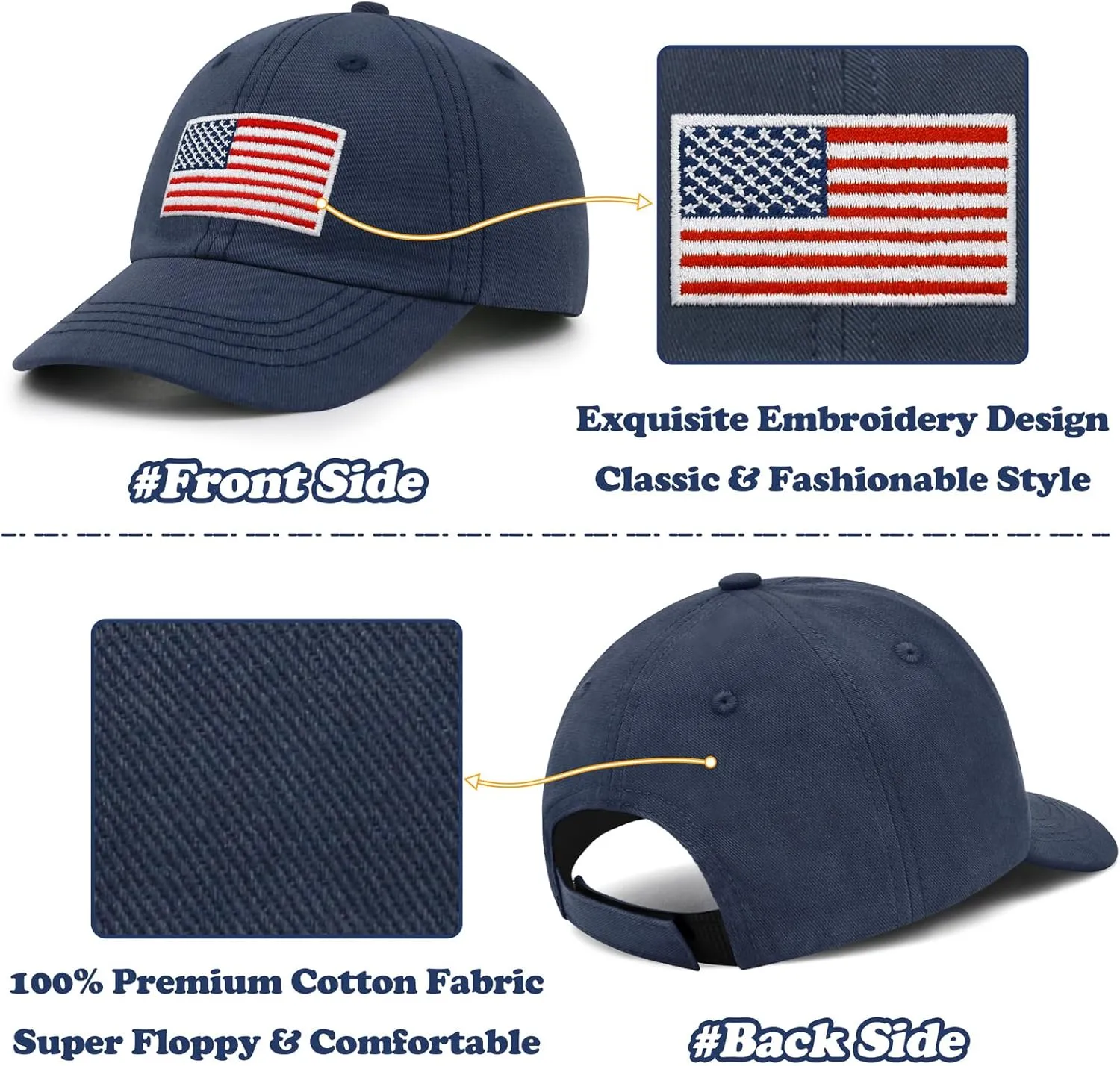 Sarfel Toddler Baseball Cap - USA Flag Design, American Style, Infant & Kids Sizes