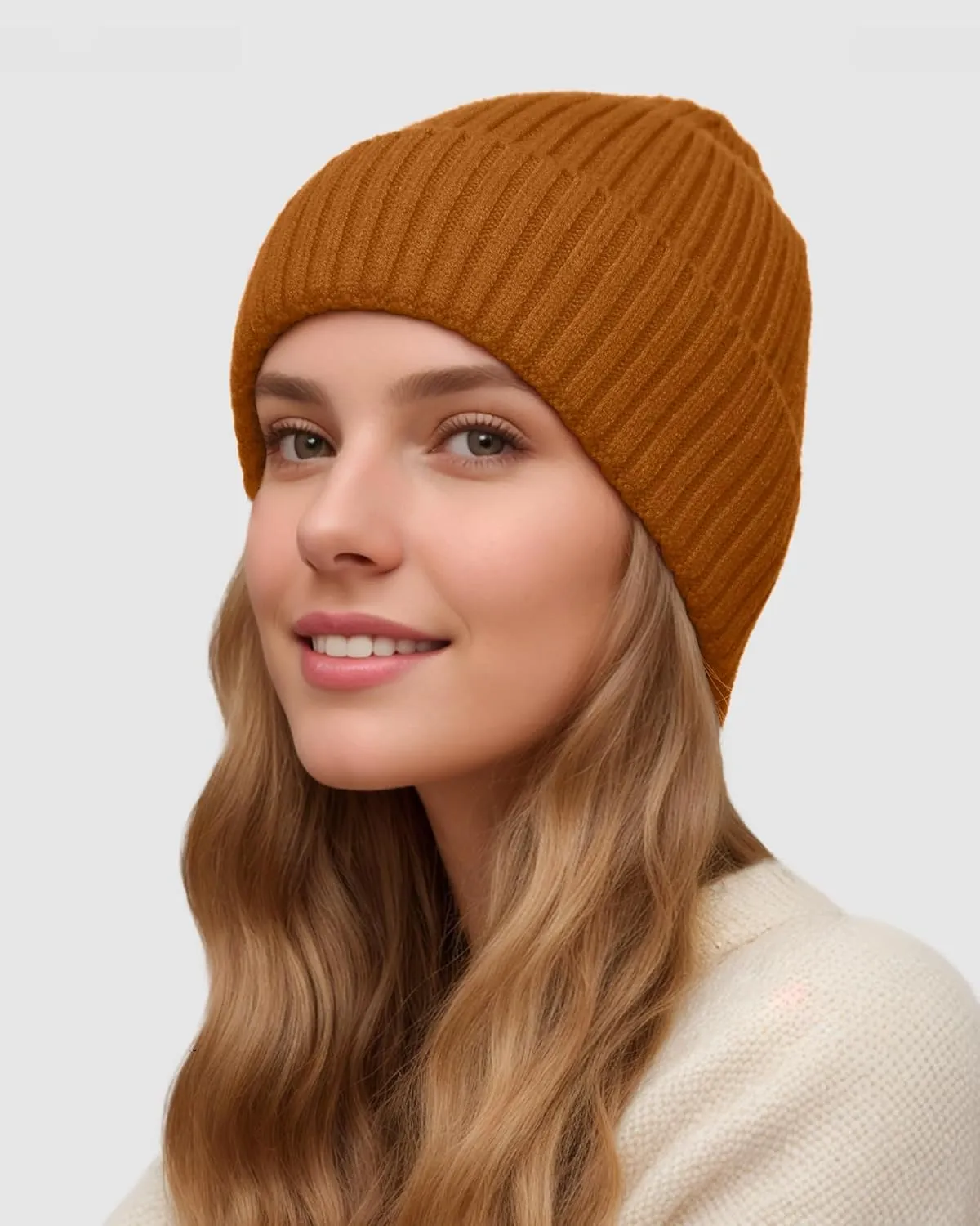 Satin Lined Beanie for Women Men, Womens Silk Lined Beanies, Wool Knit Cuffed Warm Winter Hats Skull Cap