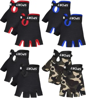 SATINIOR 4 Pairs Kids Half Finger Cycling Gloves Non Slip Sports Gloves for Summer Outdoor Sports Children
