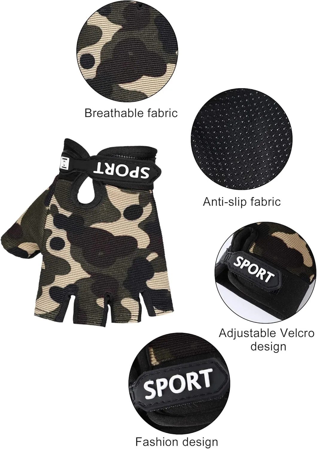 SATINIOR 4 Pairs Kids Half Finger Cycling Gloves Non Slip Sports Gloves for Summer Outdoor Sports Children