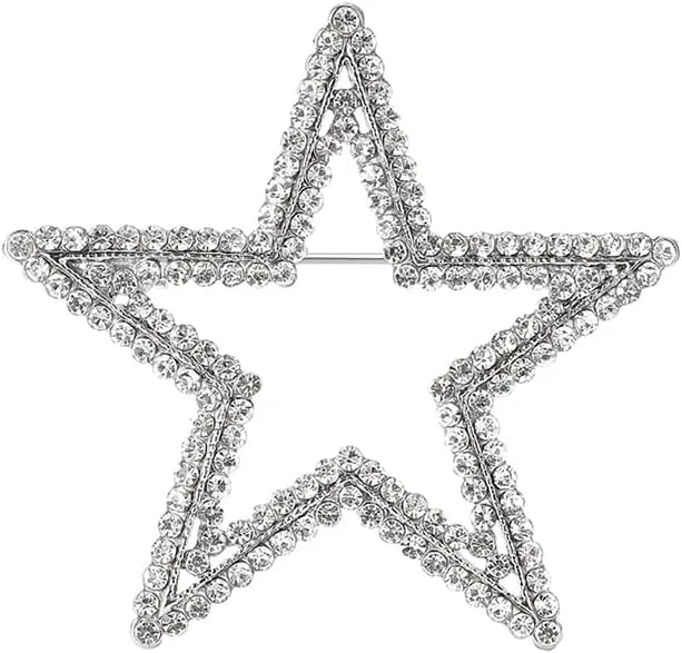 Shiny Rhinestone Star Brooch Pin for Women Men Corsage Brooches Lapel Pins Scarf Shawl Clip Bouquet Badge Boutonniere Corsage Dainty Accessories for Wedding Party Jewelry