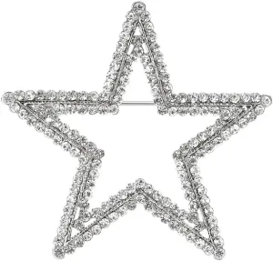 Shiny Rhinestone Star Brooch Pin for Women Men Corsage Brooches Lapel Pins Scarf Shawl Clip Bouquet Badge Boutonniere Corsage Dainty Accessories for Wedding Party Jewelry