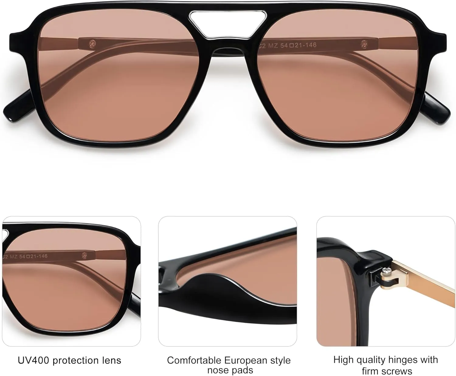 SOJOS Retro Aviator Sunglasses for Women Men,Trendy Rectangle Womens Mens Shades Sun Glasses SJ2202