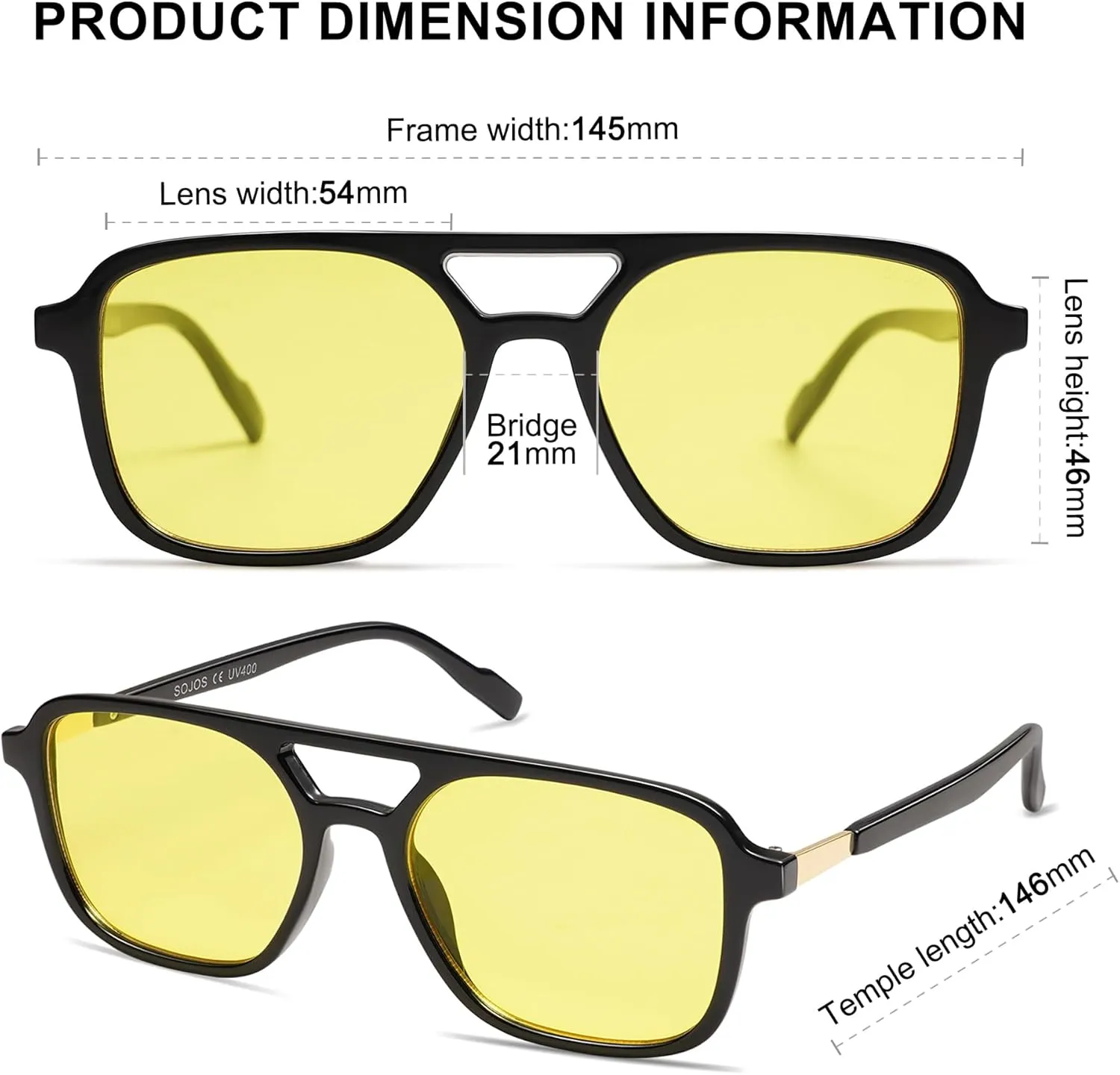 SOJOS Retro Aviator Sunglasses for Women Men,Trendy Rectangle Womens Mens Shades Sun Glasses SJ2202