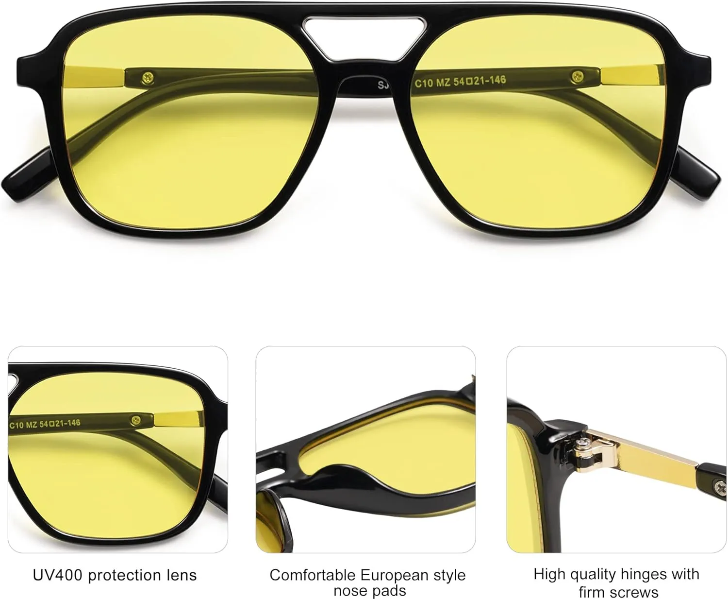 SOJOS Retro Aviator Sunglasses for Women Men,Trendy Rectangle Womens Mens Shades Sun Glasses SJ2202
