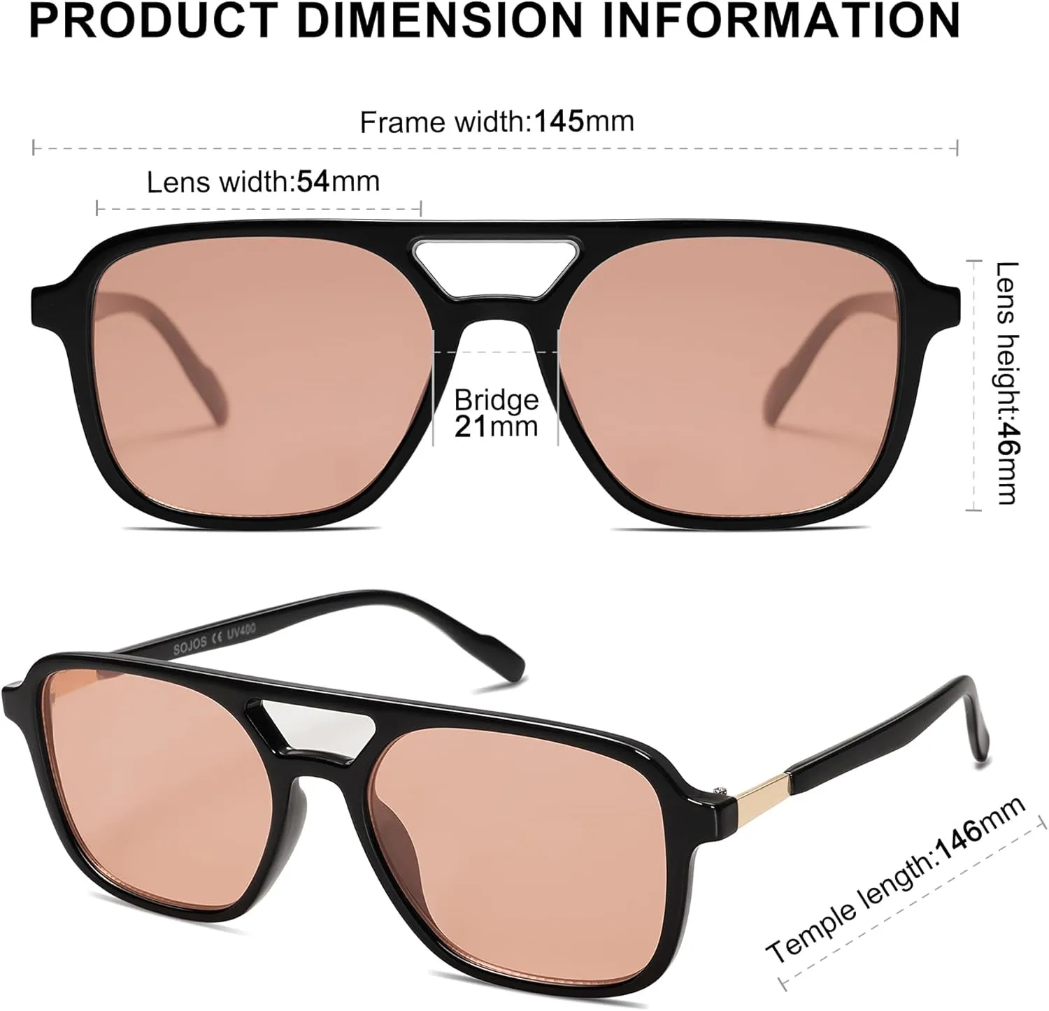SOJOS Retro Aviator Sunglasses for Women Men,Trendy Rectangle Womens Mens Shades Sun Glasses SJ2202