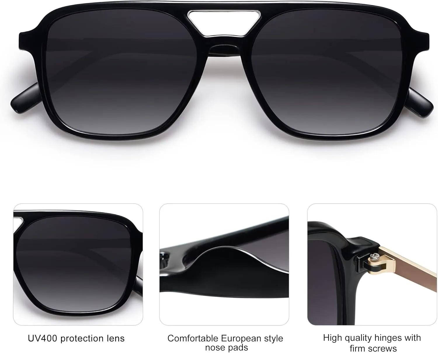 SOJOS Retro Aviator Sunglasses for Women Men,Trendy Rectangle Womens Mens Shades Sun Glasses SJ2202