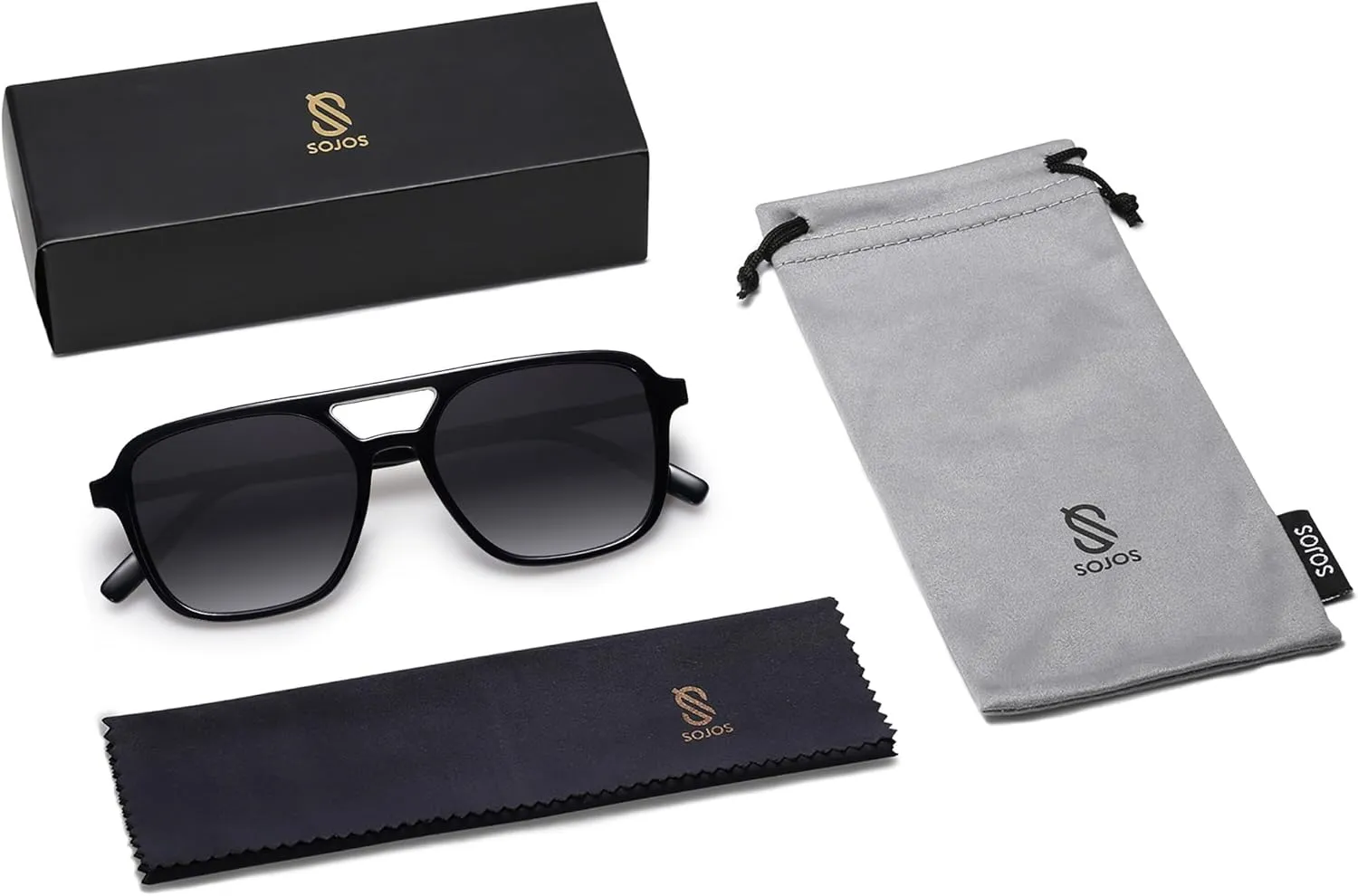 SOJOS Retro Aviator Sunglasses for Women Men,Trendy Rectangle Womens Mens Shades Sun Glasses SJ2202