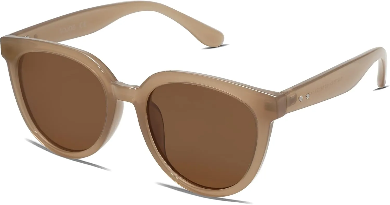 SOJOS Trendy Cat Eye Round Polarized Sunglasses for Women Fashion UV Protection Sunnies Sunglasses SJ2175