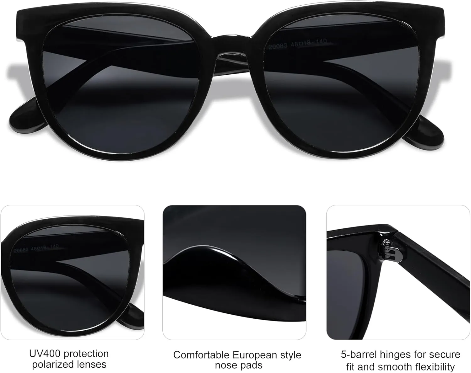 SOJOS Trendy Cat Eye Round Polarized Sunglasses for Women Fashion UV Protection Sunnies Sunglasses SJ2175