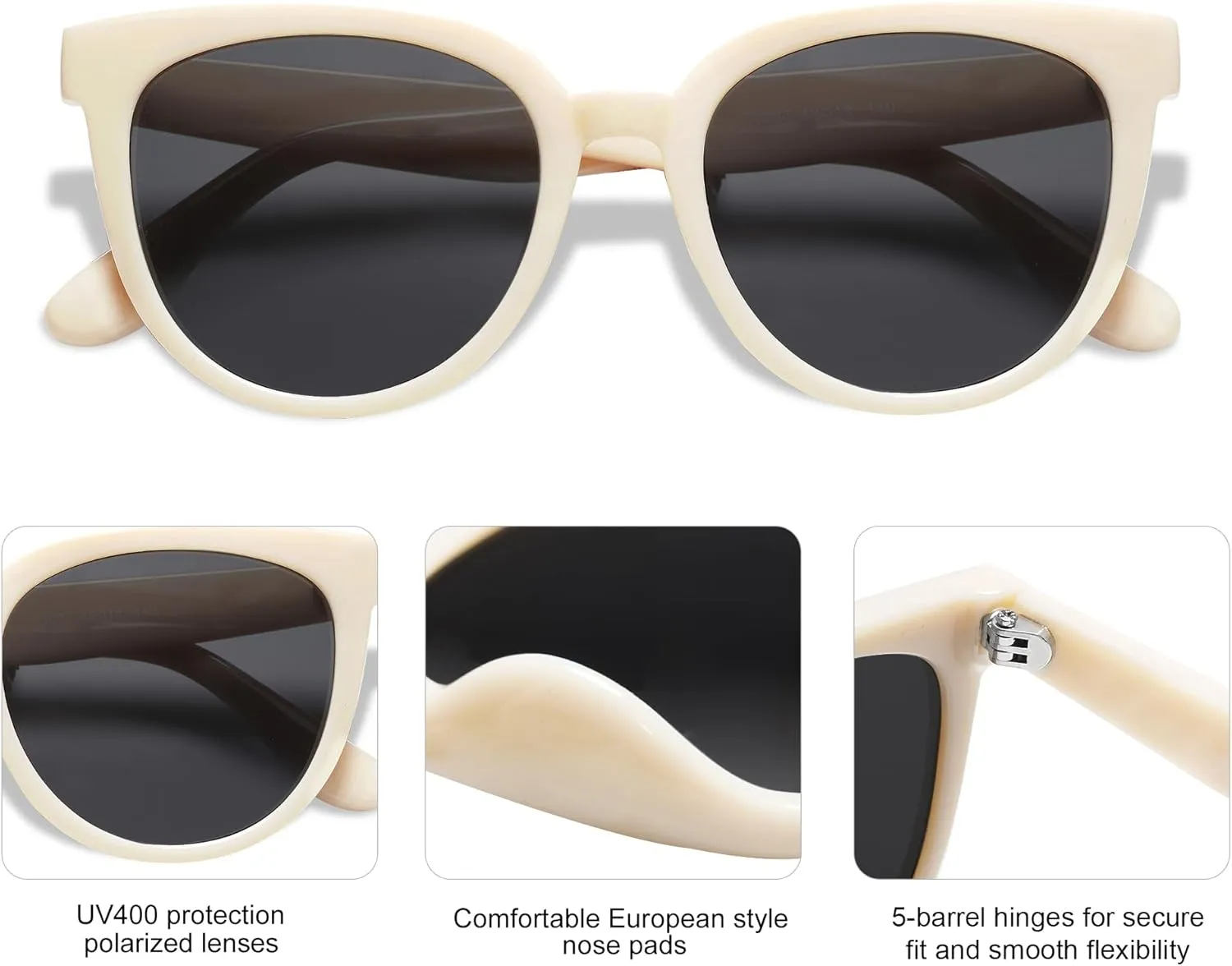 SOJOS Trendy Cat Eye Round Polarized Sunglasses for Women Fashion UV Protection Sunnies Sunglasses SJ2175