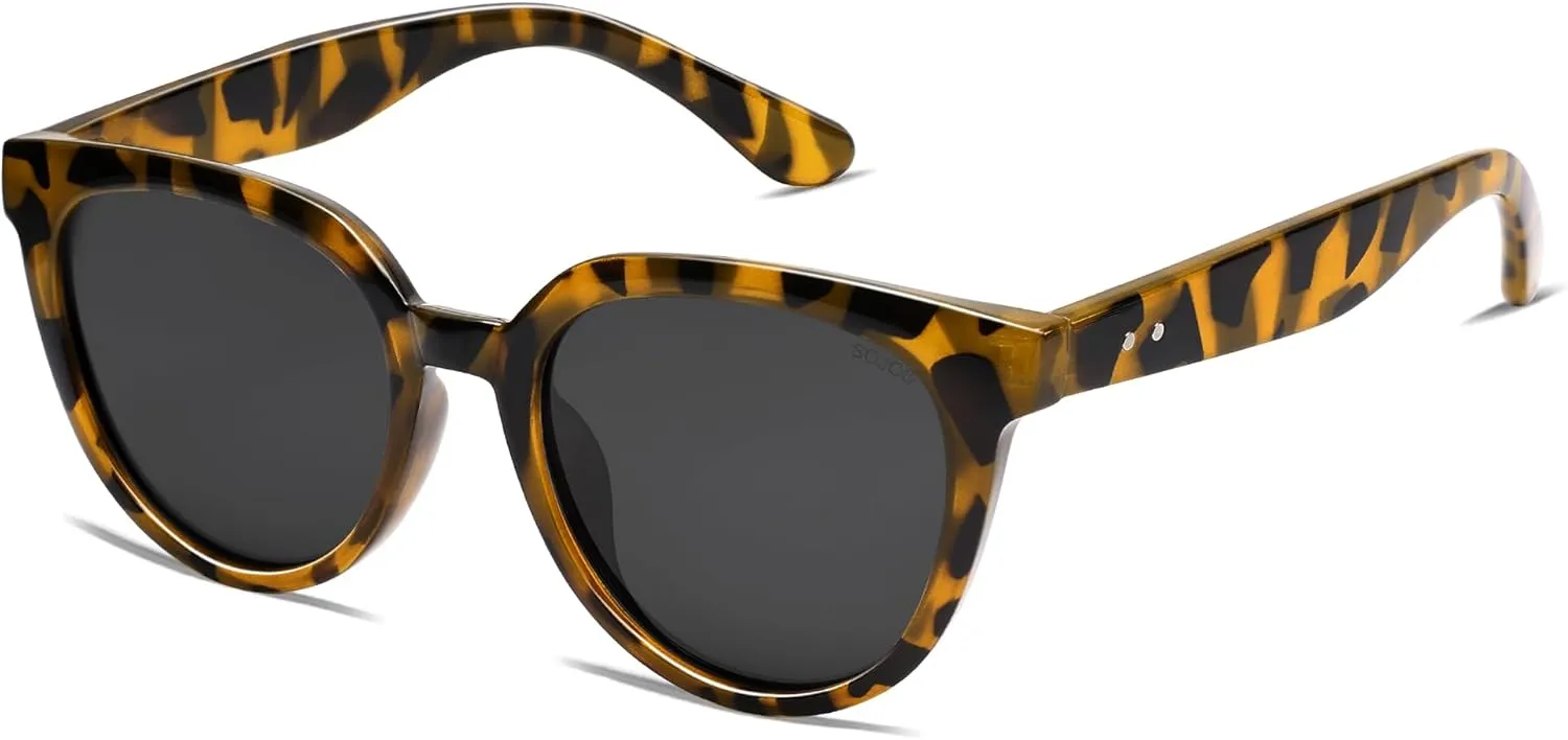 SOJOS Trendy Cat Eye Round Polarized Sunglasses for Women Fashion UV Protection Sunnies Sunglasses SJ2175
