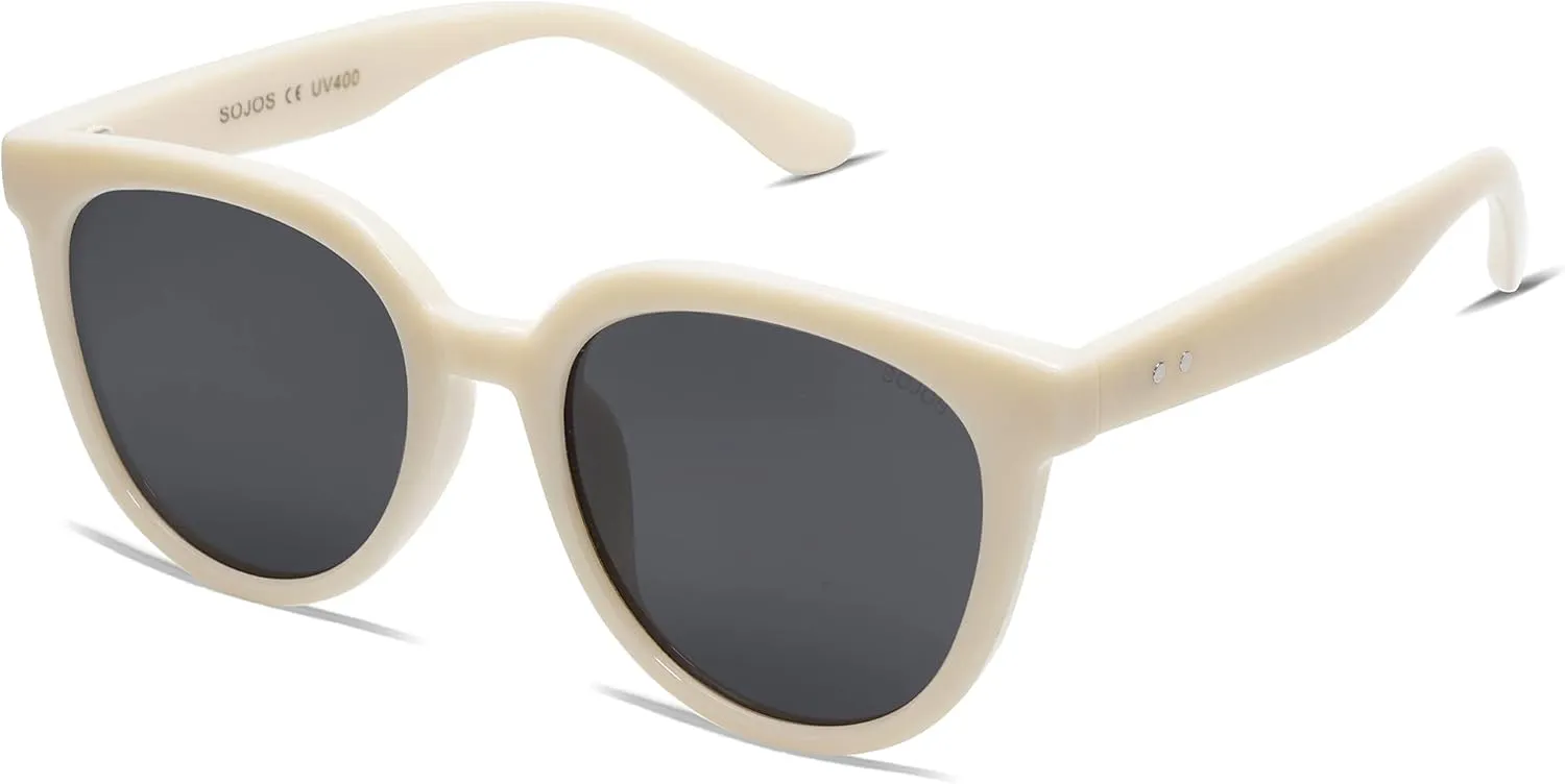 SOJOS Trendy Cat Eye Round Polarized Sunglasses for Women Fashion UV Protection Sunnies Sunglasses SJ2175