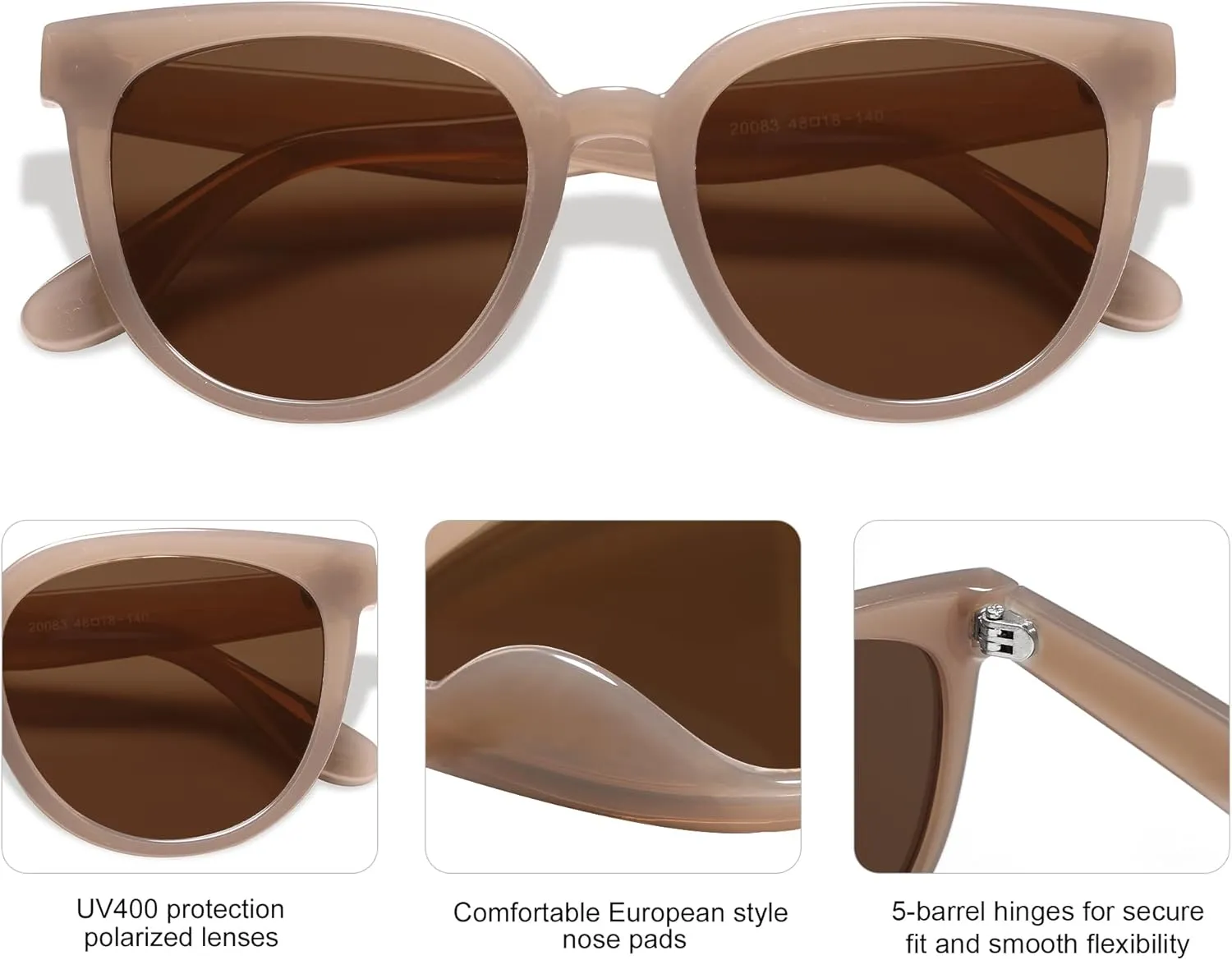 SOJOS Trendy Cat Eye Round Polarized Sunglasses for Women Fashion UV Protection Sunnies Sunglasses SJ2175