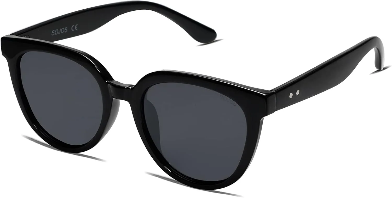 SOJOS Trendy Cat Eye Round Polarized Sunglasses for Women Fashion UV Protection Sunnies Sunglasses SJ2175