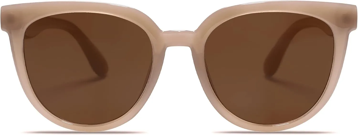 SOJOS Trendy Cat Eye Round Polarized Sunglasses for Women Fashion UV Protection Sunnies Sunglasses SJ2175