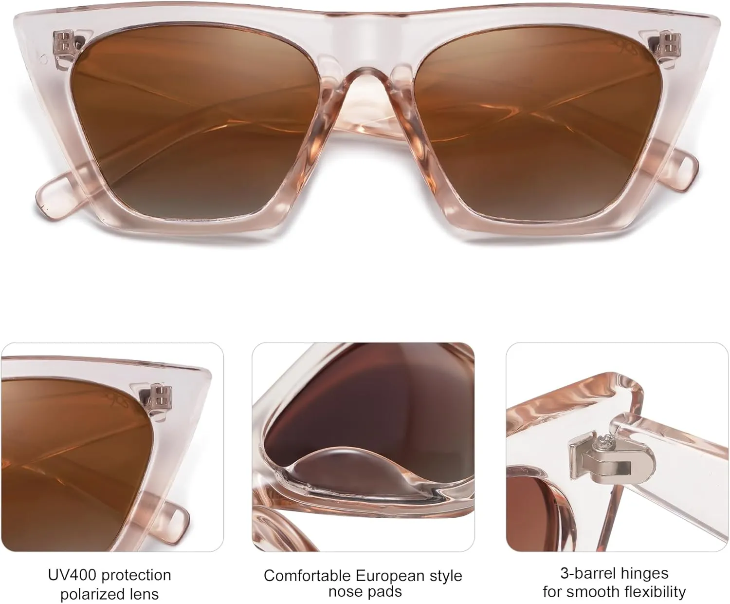 SOJOS Trendy Oversized Square Cateye Polarized Sunglasses Womens Big Frame Shades SJ2115