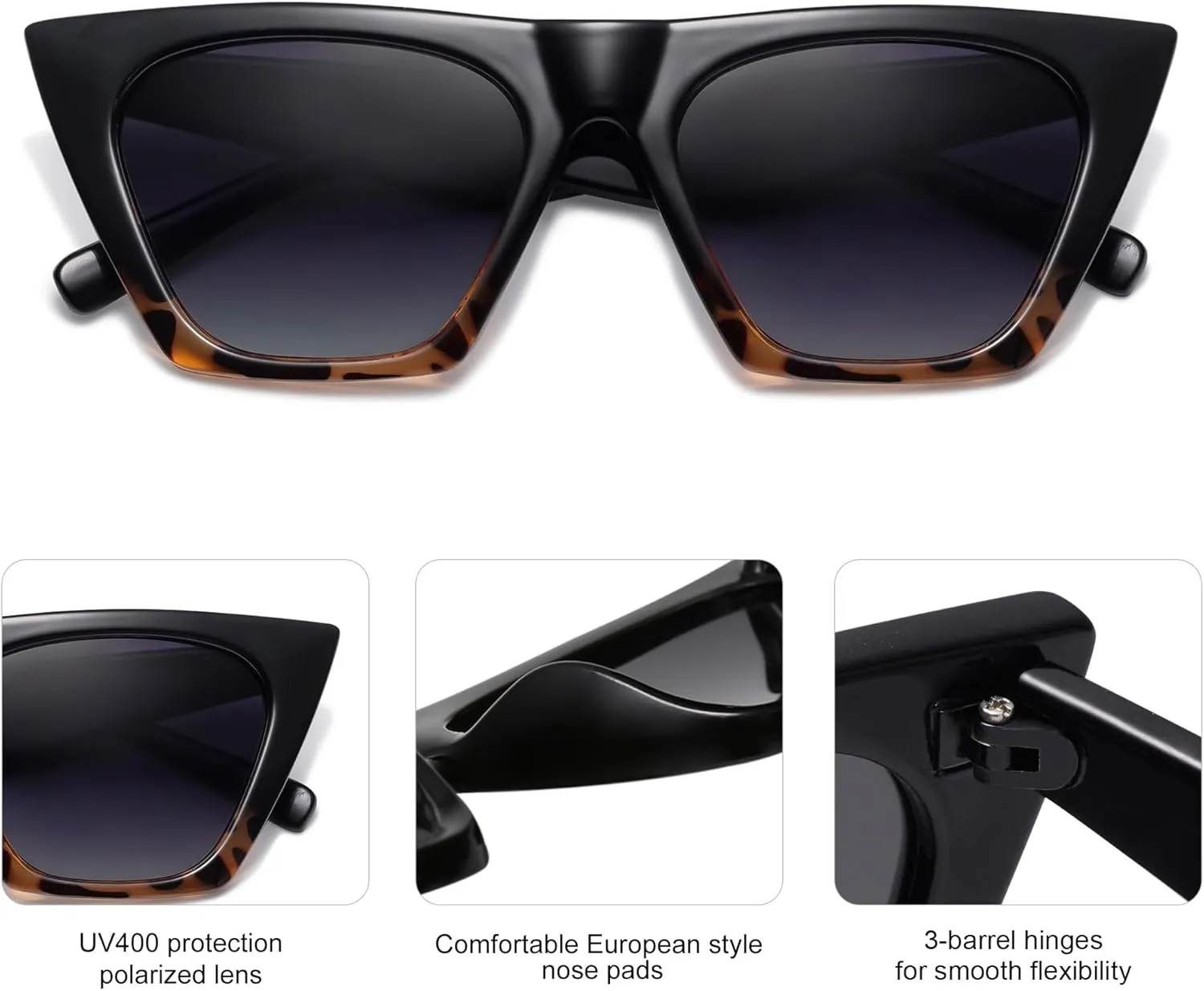 SOJOS Trendy Oversized Square Cateye Polarized Sunglasses Womens Big Frame Shades SJ2115