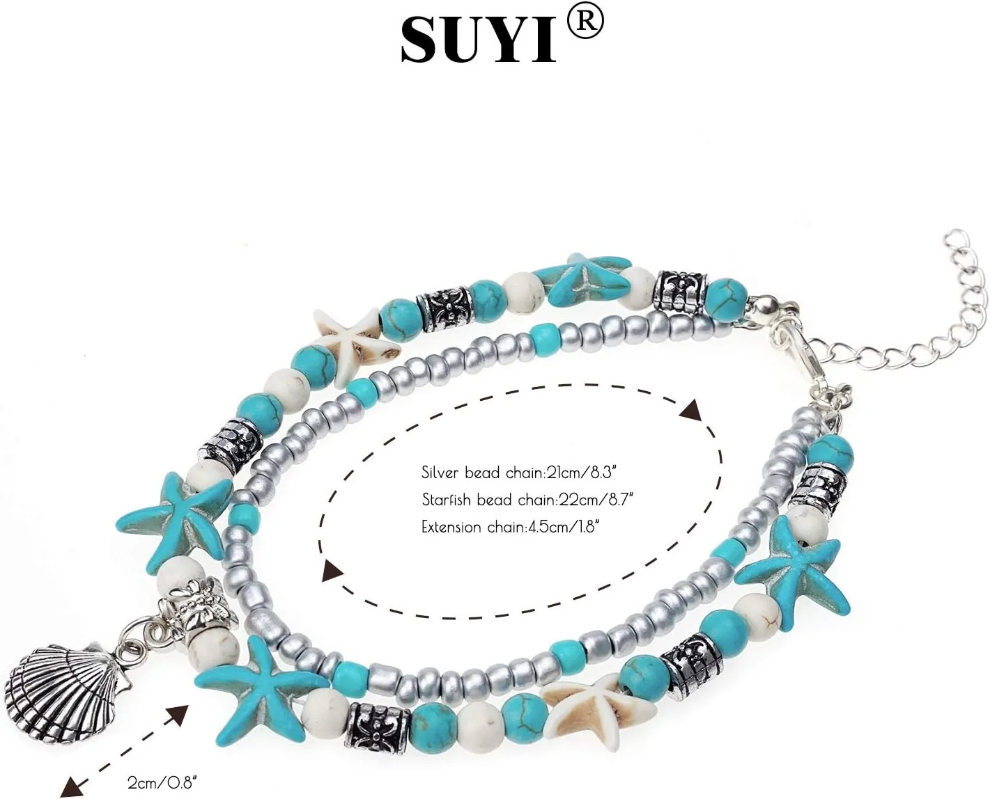 Suyi 5pcs Ankle Bracelets for Women Layered Beach Adjustable Anklets Boho Chain Anklet Foot Jewelry