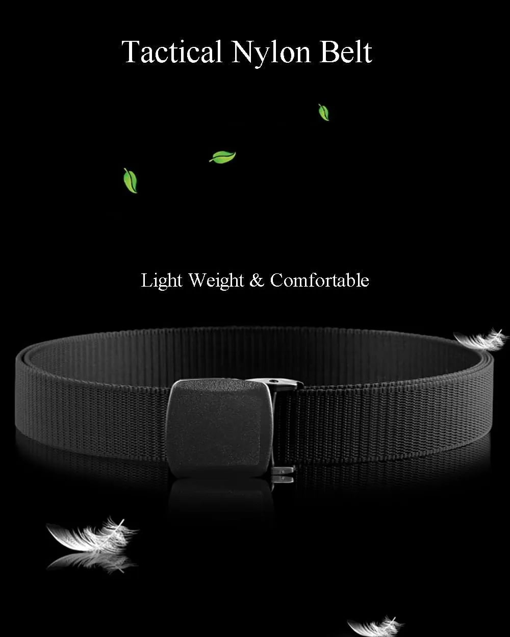 Tactical Nylon Belts for Men, Work Belt Adjustable Slide Plastic Buckle Web Canvas Belt for Outdoor, Airport friendly