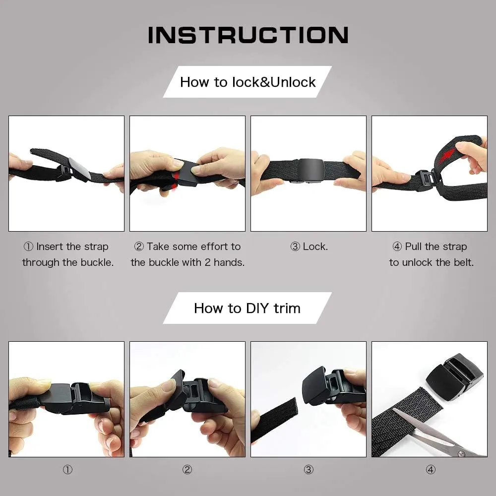 Tactical Nylon Belts for Men, Work Belt Adjustable Slide Plastic Buckle Web Canvas Belt for Outdoor, Airport friendly