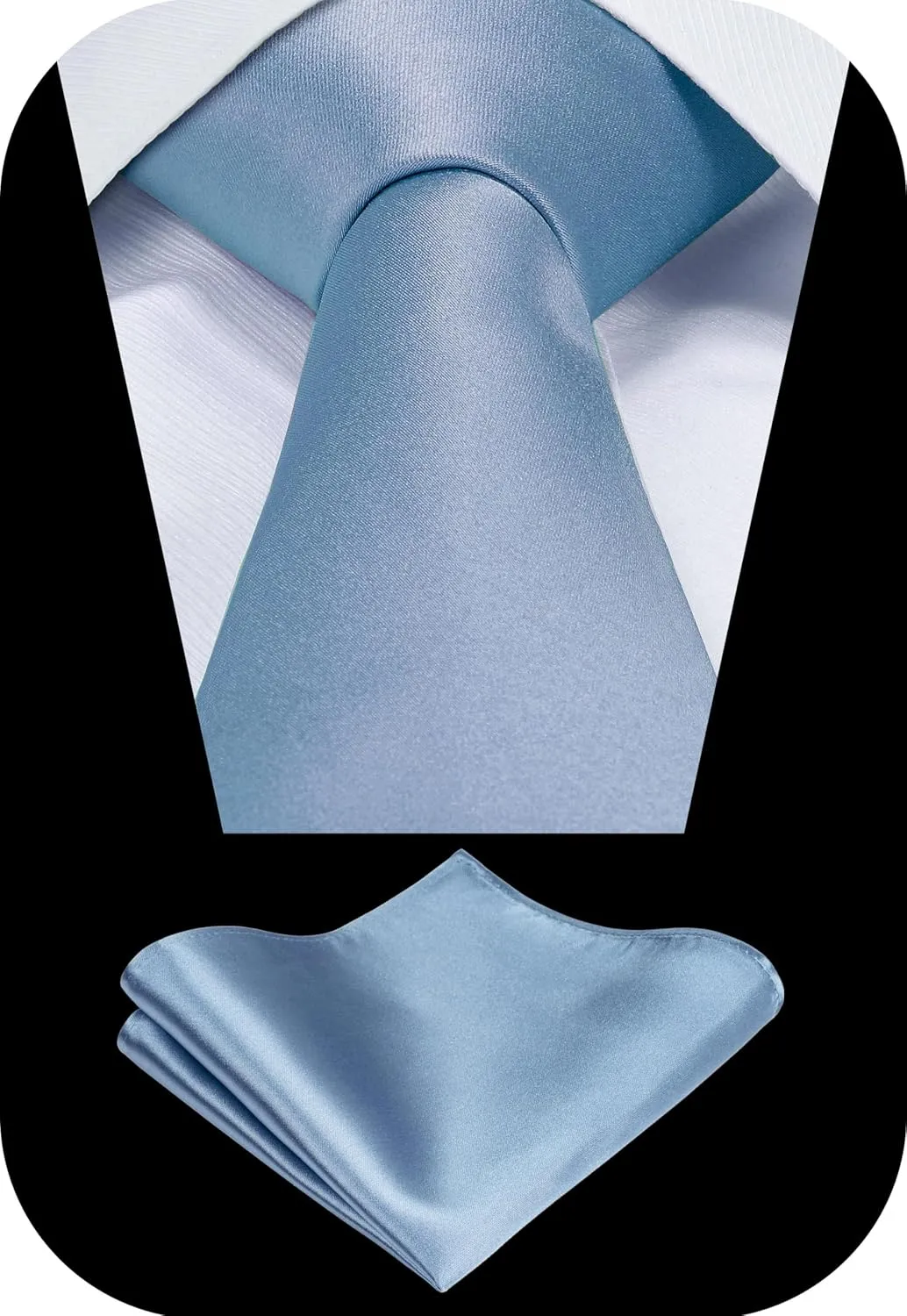 TIE G Solid Satin Woven dyed Color Formal Necktie and Pocket Square Sets in Gift Box