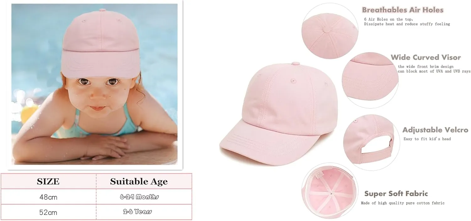 Toddle Baseball Caps Baby Girl Baseball Hats Baby Boy Caps Toddler Girl Sun Hats for Summer Adjustable Size for 6M-5Y