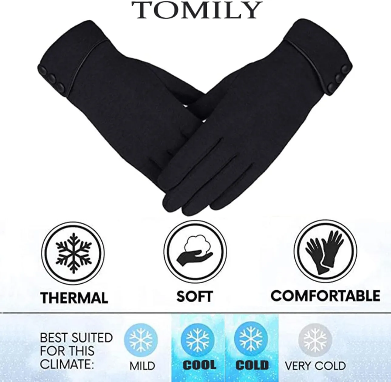 Tomily Womens Touch Screen Phone Fleece Windproof Gloves Winter Warm Wear