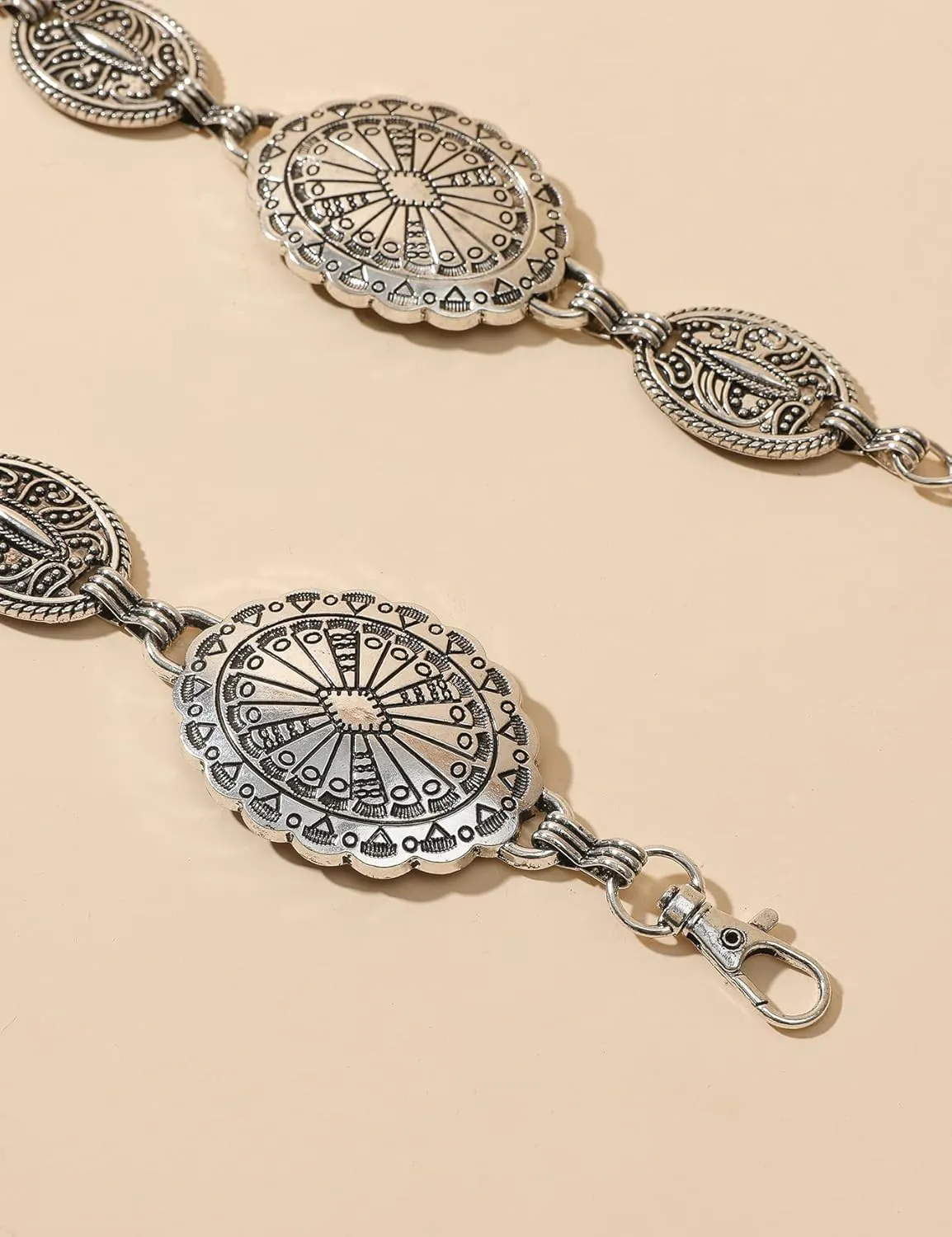 TOPACC Western Metal Concho Belt for Women Cowgirl Chain Belts for Dresses Jeans Country Concert Outfit