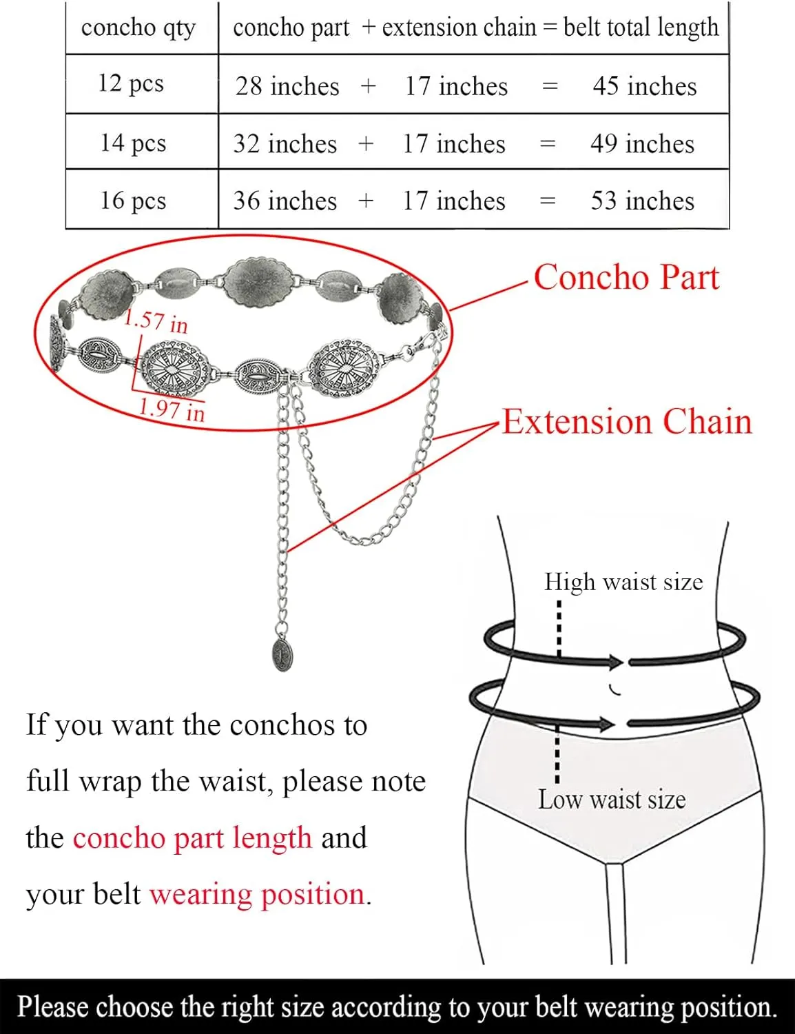 TOPACC Western Metal Concho Belt for Women Cowgirl Chain Belts for Dresses Jeans Country Concert Outfit