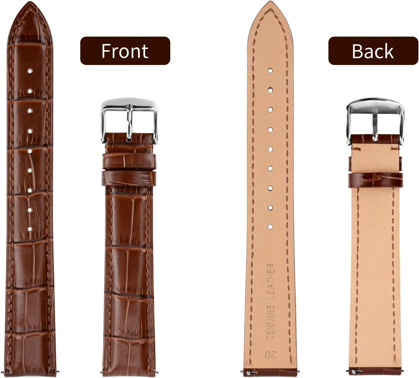 TStrap Extra Long Watch Band - XL XXL Leather Watch Straps for Men - Soft Quick Release Watchband for Large Wrist Replacement - 12mm 16mm ... 20mm 22mm 24mm