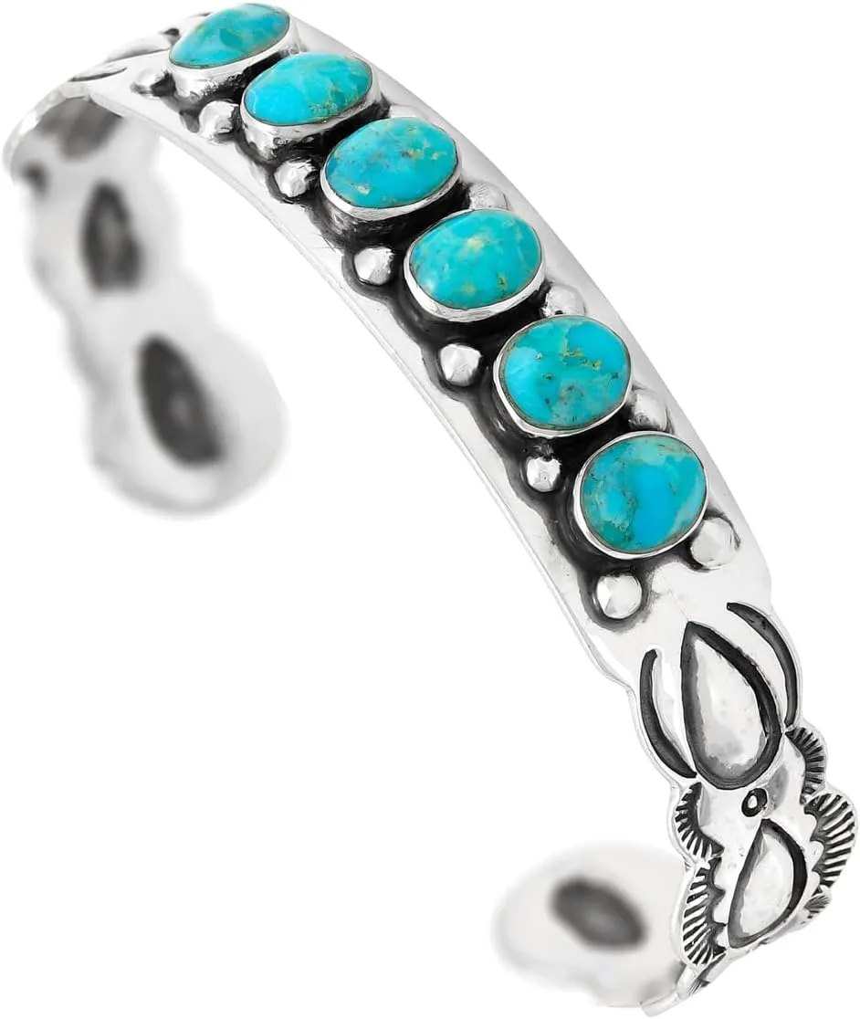 Turquoise Bracelet Sterling Silver 925 Genuine Gemstones Gemstones Cuff Bracelet