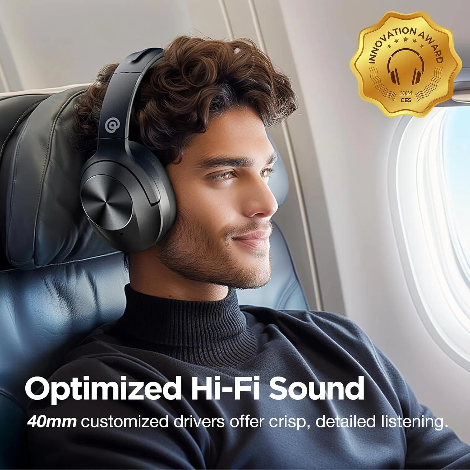 Upgrade Prolevel Hybrid Active Noise Cancelling Headphones with HD Sound, Wireless Bluetooth Headphones Over The Ear Unequaled Comfort, Vivid Deep Bass, for Home Office Travel Birthday Gift, Black