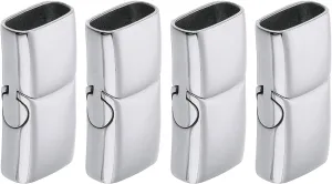 uxcell 10mmx5mm Flat Leather Clasps, 4Pcs Bracelet Clasps Flat Closure End Caps for DIY, Making Supplies (Silver)